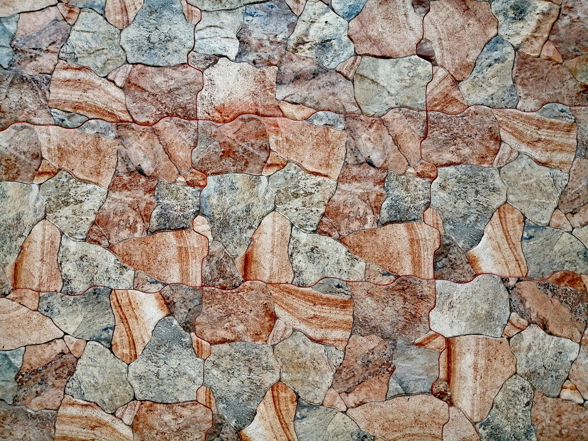 close-up of a stone retaining wall